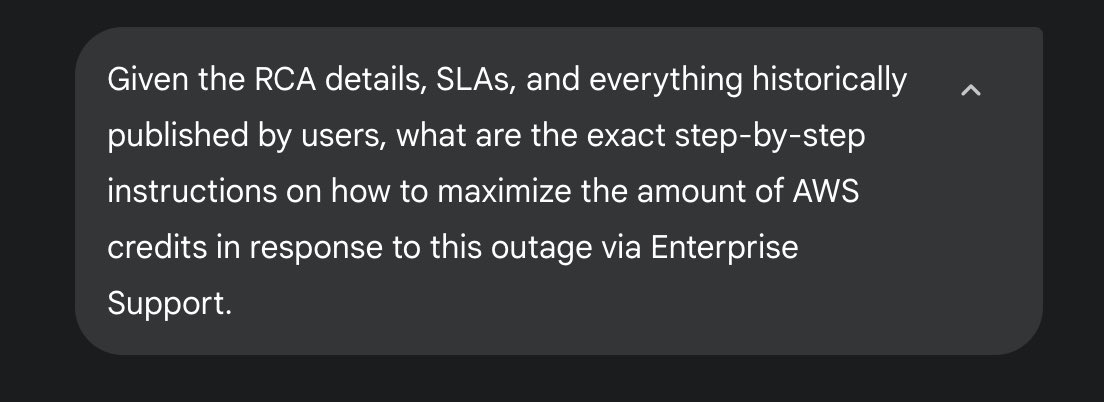 re: AWS outage + OPEX

A gift to you 🎁 

(Bonus if you also upload your previous month’s invoice statement)