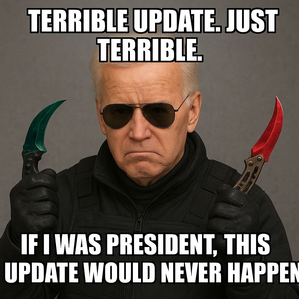 qobrodii's tweet image. In today’s reality.
#CS2 #CSGO #CS2Update #GamingMeme #CounterStrike #Skins #SteamMarket #Karambit #ButterflyKnife #Valve #SkinTrader #GamerLife #GamingCommunity #Meme #PoliticsToday