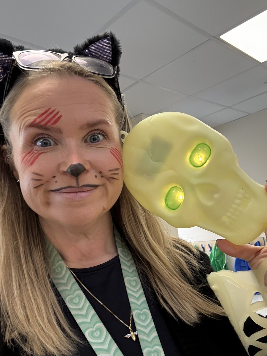Last day of the term and Ghoul School dress up day! 

To say I’m crackered is an understatement but the first term back is always the longest and hardest … the burnout is real! 

Off for a lie down with my new mate 😆💀

#teaching
#SEND
#autism
#primary
#eyfs 
#halfterm