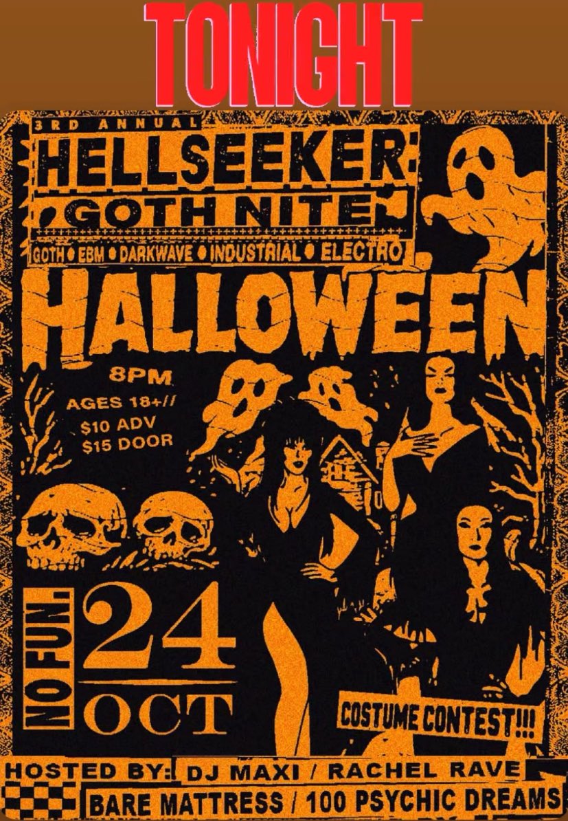 TONIGHT! The 3rd Annual Hellseeker Halloween at <a href="/nofuntroy/">nofuntroy</a> ! You know the thrill, let’s ggghhoooouullll!