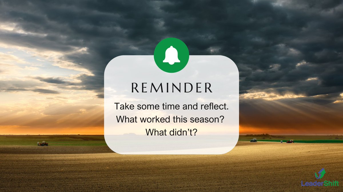 I'm encouraging my clients to start thinking about next year, starting from where they are now.
How did this year compare to your plans?
What exceeded expectations? What fell short?

Is a recurring problem hindering progress?
LeaderShift can help.
 #cdnag #farmleadership