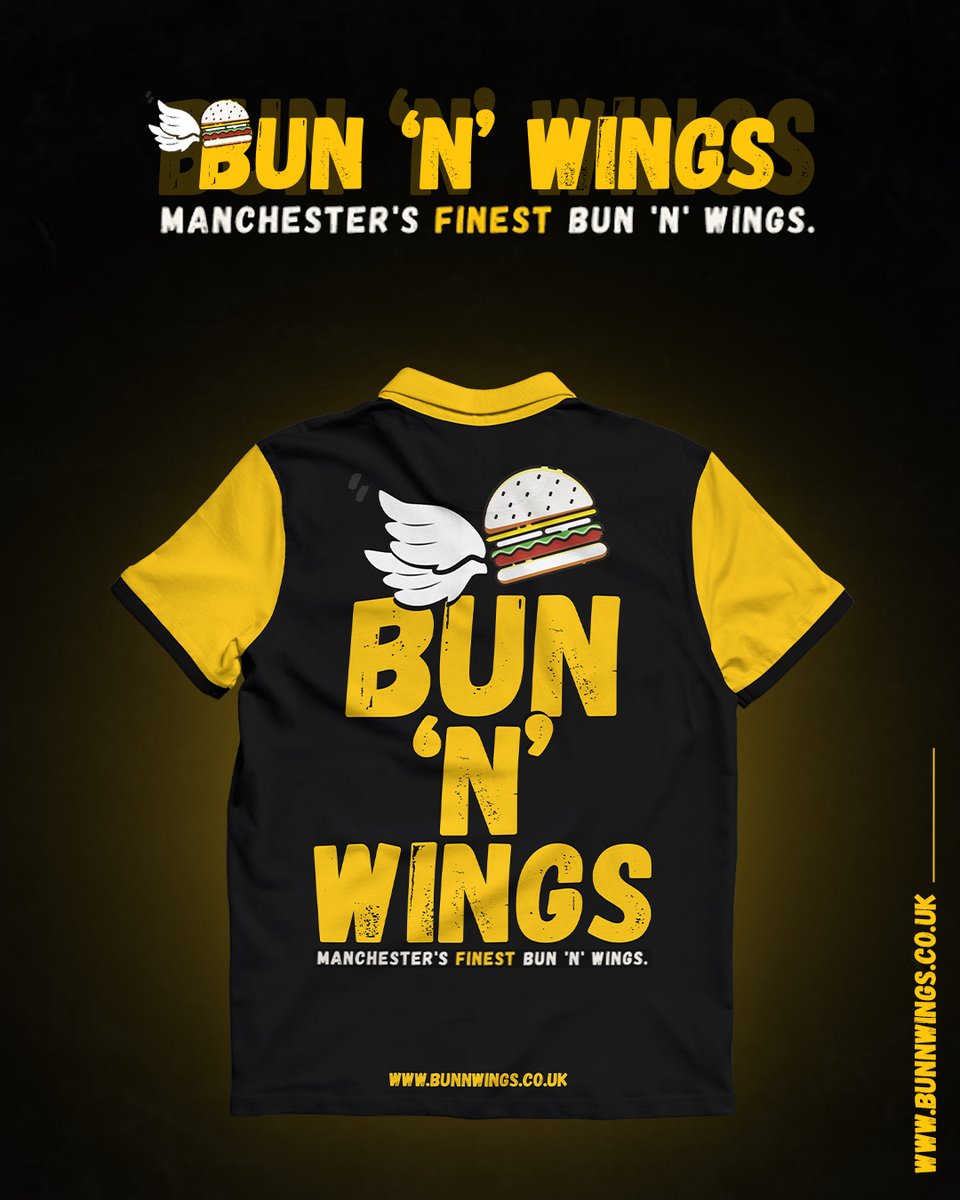 Saikatch2004's tweet photo. Who says uniforms can’t have flavor? 
Cooked up this bold design for Bun ‘N’ Wings — as tasty to look at as the menu itself.

Your brand deserves more than just a logo. It deserves a look people remember 
#tshirtdesign https://t.co/as7fDZitPL