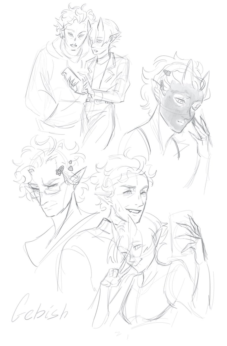 i can feel the arblock approaching 

anyway modern au sketches 

#BG3 #Astarion