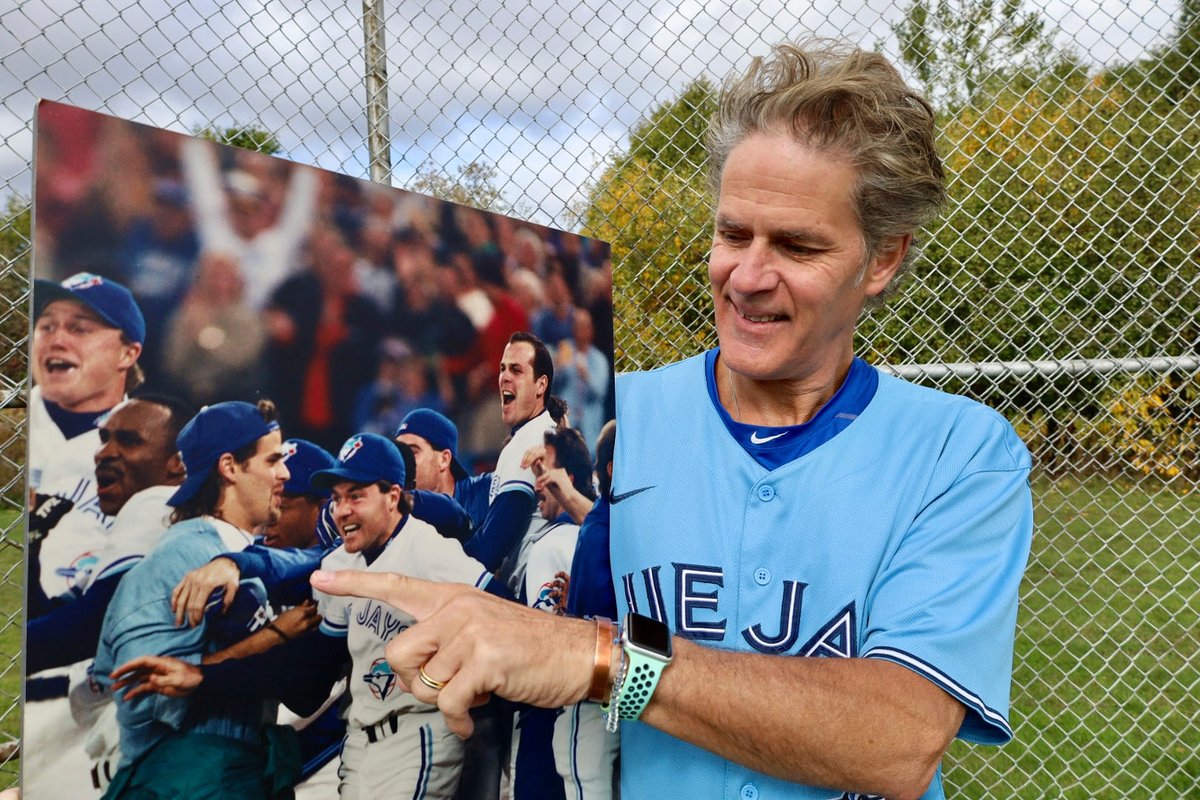 Peterborough’s Mark Astrom points to himself when he ran onto the field after Joe Carter hit the walk-off home run for the Toronto Blue Jays World Series win in 93.

He draws parallels of George Springer’s home run that brought the Jays  to the World Series to that moment in 93.