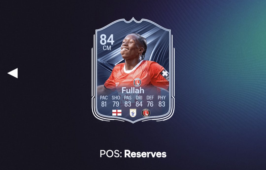 WritingTed's tweet image. CHARLTON SPECIAL CARD ALERT 

CHARLTON SPECIAL CARD ALERT

#cafc #EAFC26