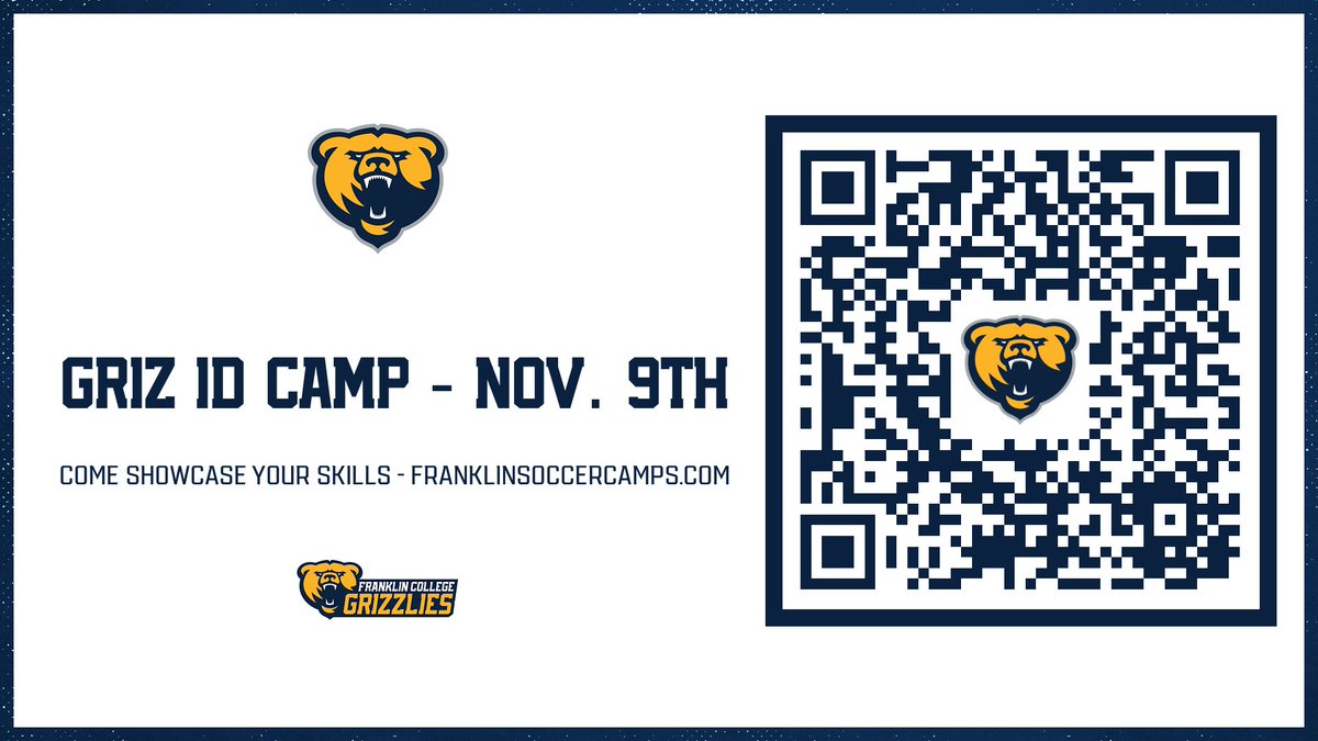 Dreaming of playing soccer at the next level? Join the GRIZ ID CAMP on Nov. 9th at Franklin College! Secure your spot at FranklinSoccerCamps.com.