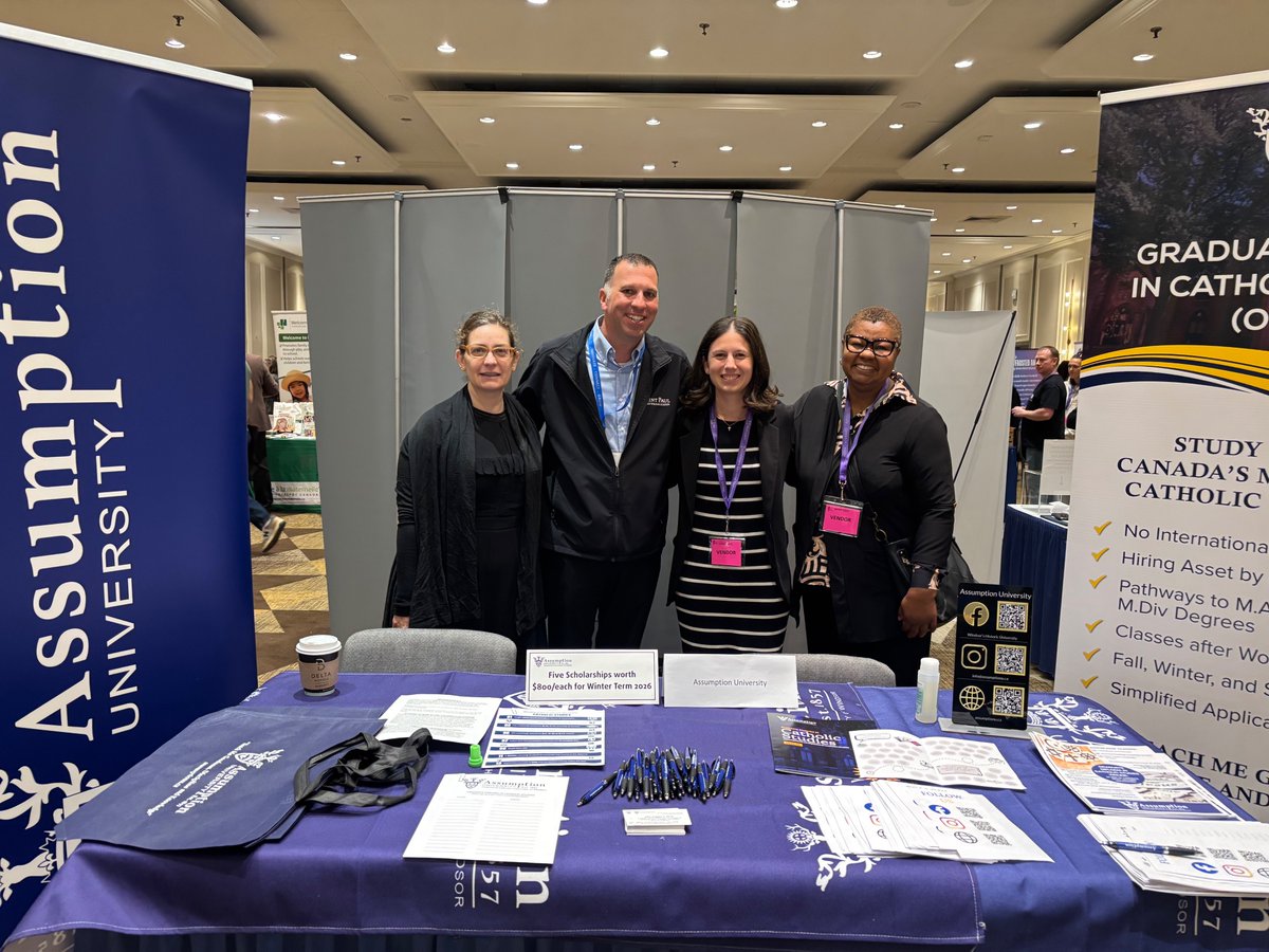 assumption_u's tweet image. Assumption University is proudly represented at the annual When Faith Meets Pedagogy Conference in Toronto. Conference participants learned about Assumption&apos;s Graduate Diploma in Catholic Studies and our work in campus ministry.