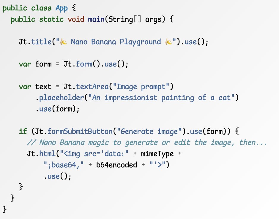 glaforge's tweet image. I built a small #NanoBanana image playground app to experiment with #Javelit:
glaforge.dev/posts/2025/10/…