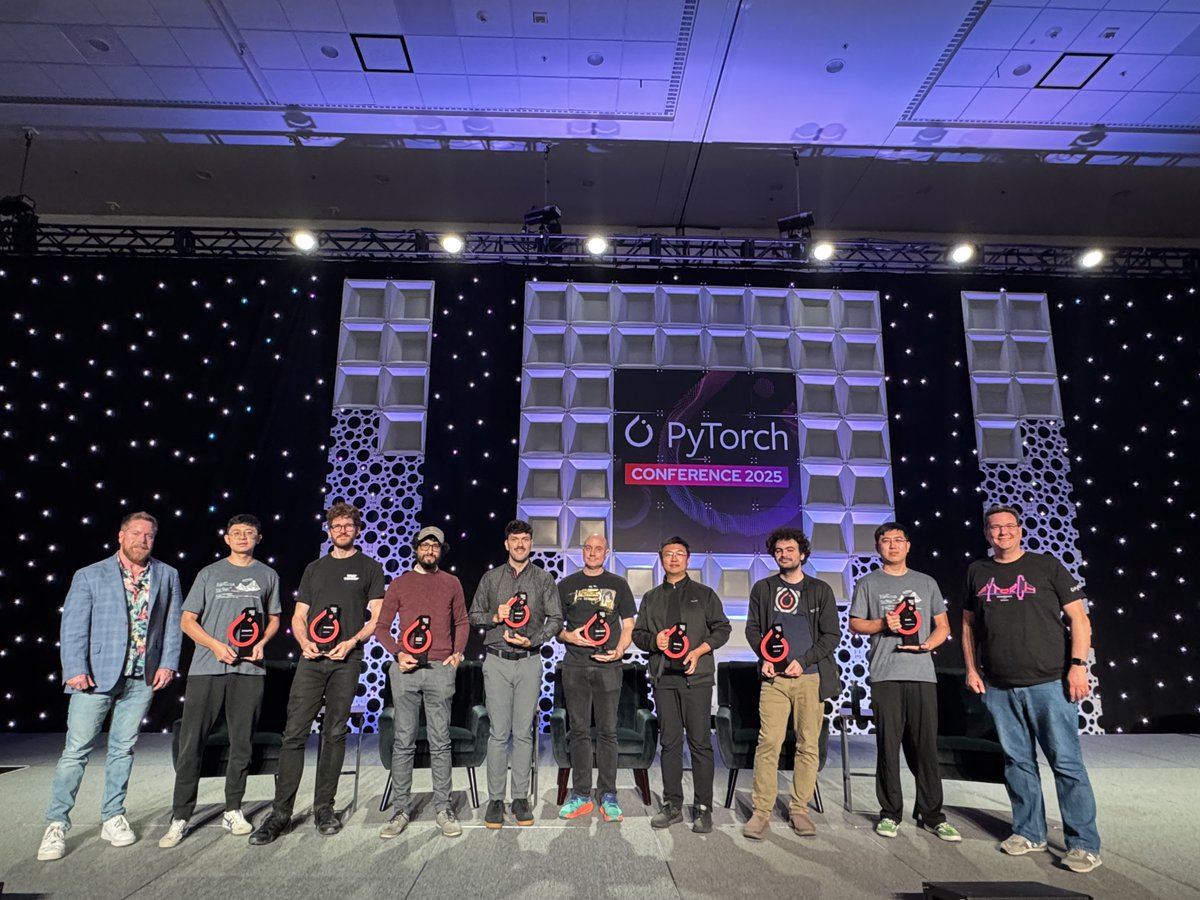 PyTorch's tweet image. 🎉 Congrats to the #PyTorch Contributor Award 2025 winners! 🎉
Honoring community members who power innovation, collaboration, and the PyTorch spirit🔥
🏅 Zesheng Zong — Outstanding PyTorch Ambassador
🏅 Zingo Andersen — PyTorch Review Powerhouse
🏅 Xuehai Pan — PyTorch Problem…