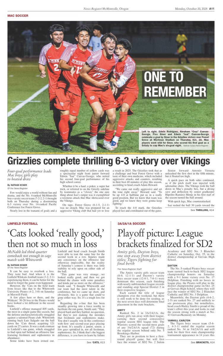 NewsRegSports's tweet image. Fall playoffs are near, and now would be a perfect time to subscribe to N-R Sports to ensure nothing is missed. Here’s a look at this week’s issues, featuring hard-nosed efforts from across the county. Subscribe: newsregister.com/subscribe