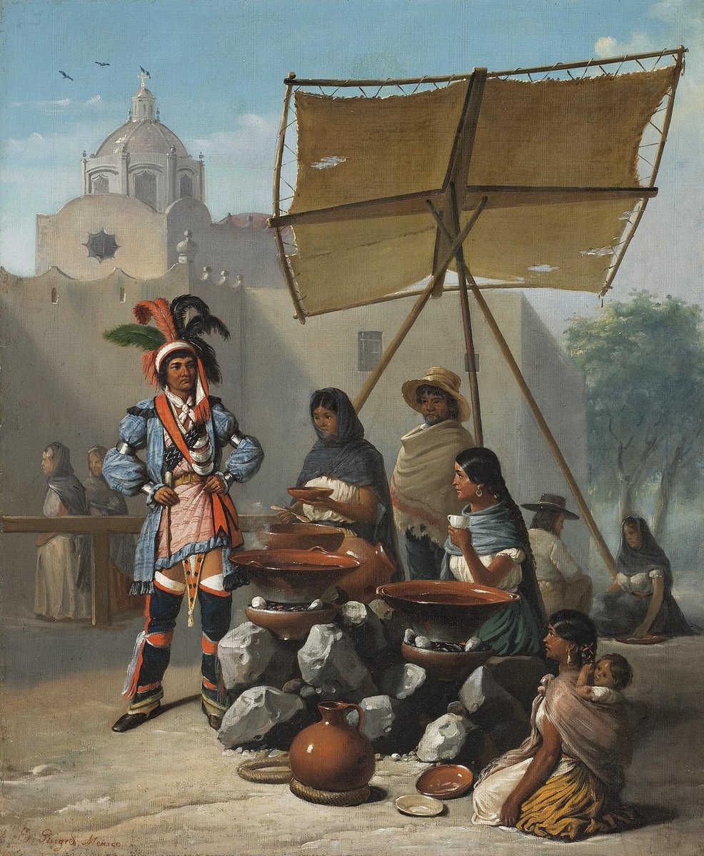 Indio con traje de gala en puesto de comida, Edouard Pingret, siglo XIX.