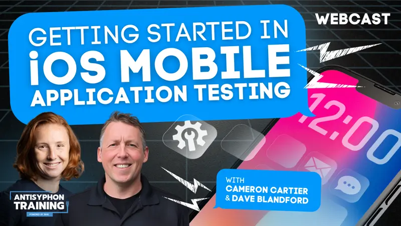 Antisy_Training's tweet photo. Get started with iOS Mobile Application Testing with Cameron and Dave next Wednesday on the Antisyphon Anti-Cast starting at 11:30 AM EDT with our Pre-Show Banter!

To get your CPE credits be sure to register here: https://t.co/vPubaoYm4b https://t.co/IRhH64ncz7