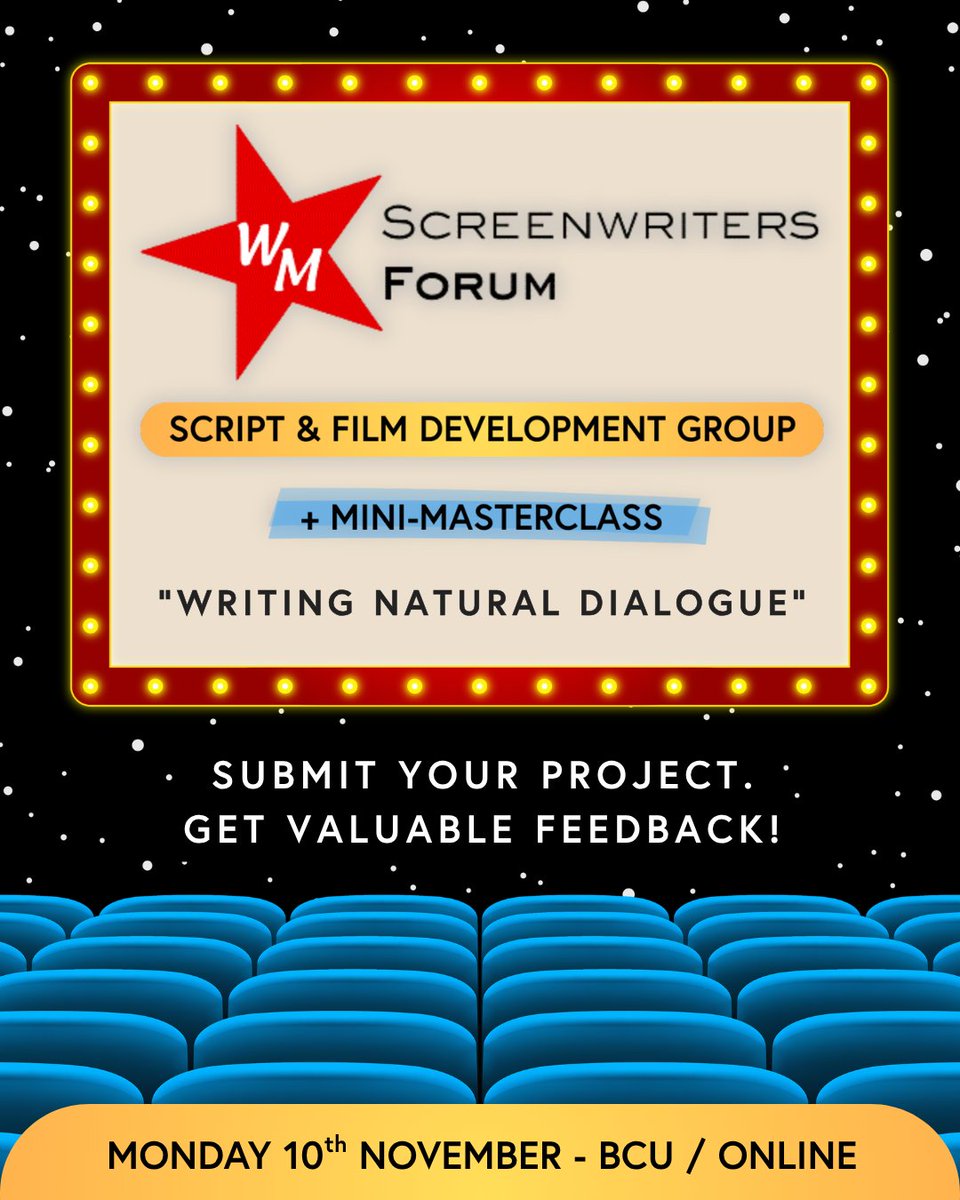 Join us for our monthly Script &amp; Film Development Group + Mini-Masterclass on "Writing Natural Dialogue"

Gain peer and expert feedback on YOUR latest script &amp; film projects!   

We accept scripts, treatments, pitches, edits and more!  

🎟 Tickets: buytickets.at/screenwritersf…