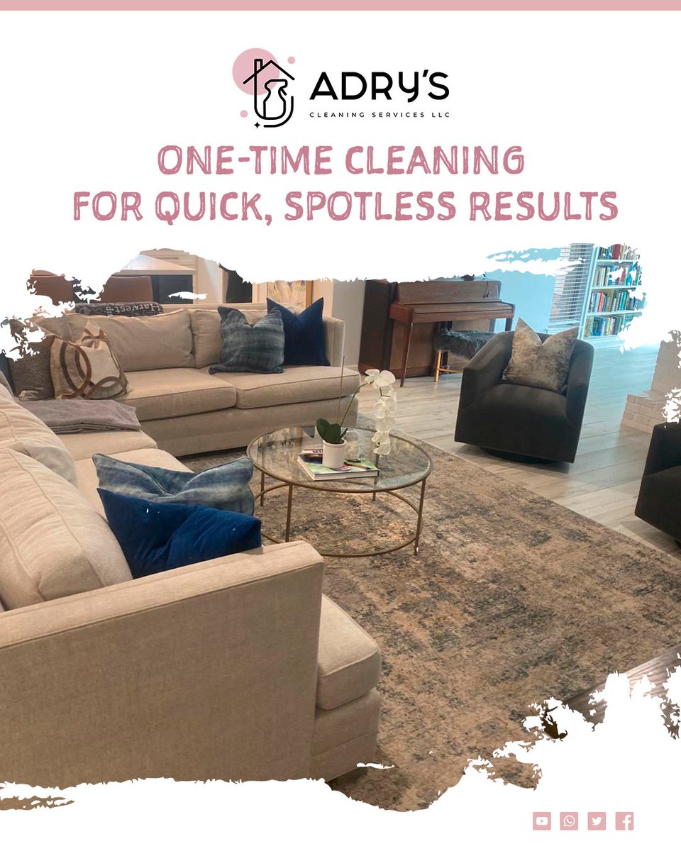 AdrysCleaning's tweet image. ✨ One-Time Cleaning for Quick, Spotless Results 🧹

Perfect for busy schedules or special occasions—get your home or office sparkling in just one visit!

🌐 bit.ly/3PioNi0 

📱📞 (832) 891-5651

#OneTimeCleaning #ProfessionalCleaning #HoustonTX #KatyTX #QuickClean