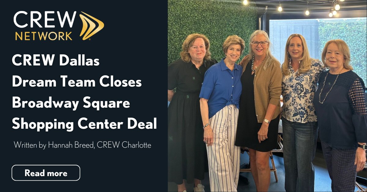 CREW_Network's tweet image. Teamwork makes the deal work. A CREW Dallas dream team recently joined forces to close the Broadway Square Shopping Center sale in Mesquite, Texas. Learn how their collaboration through CREW turned a complex leasehold into a success:  ow.ly/kjUy50XhemP
#dealmaking #crewomen