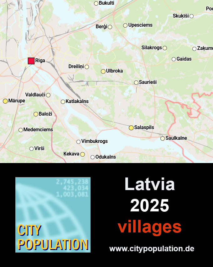 #Latvia: 2025 #population estimates are added to #villages - citypopulation.de/en/latvia/