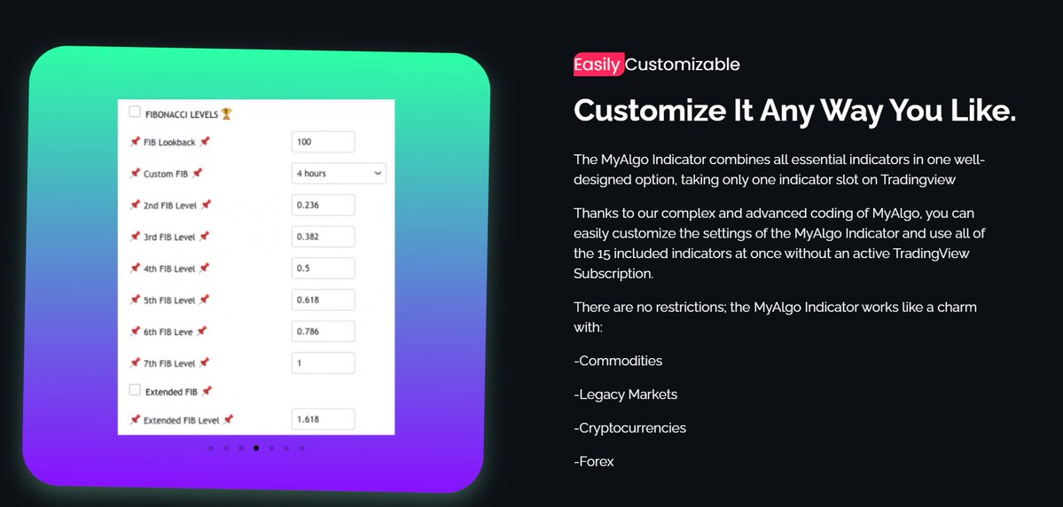 KongBTC's tweet image. MyAlgo combines multiple indicators into a single lightweight slot on TradingView and lets you customize every parameter on the fly
Fibs, EMAs, divergences, momentum signals, all adjustable in real time
No restrictions, no scripting needed
Works across commodities, legacy…
