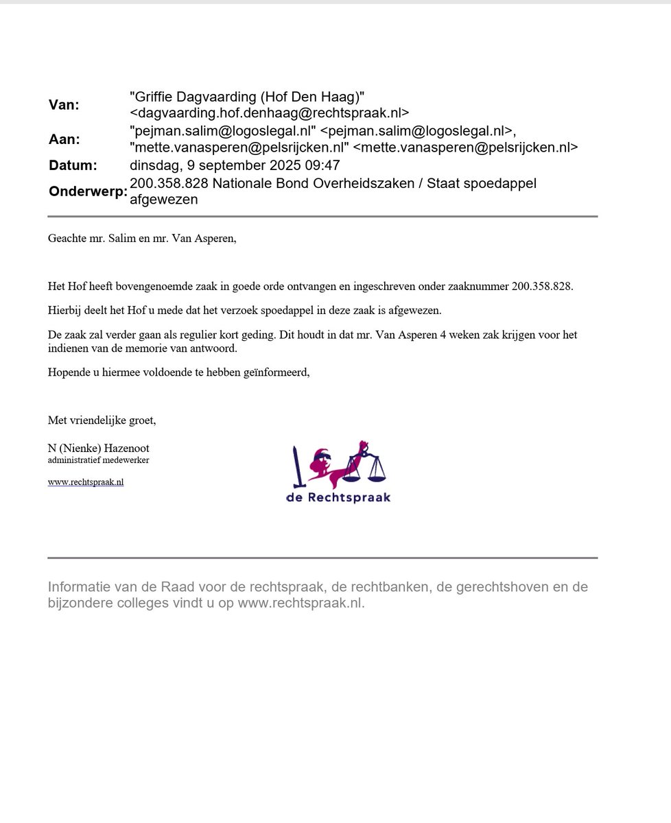 Update: Collectieve rechtszaak tegen de Staat der Nederlanden "Stop de steun Oekraïne oorlog-actie" was met een spoedappèl ingediend bij de Hoge Raad, zittingsdatum binnenkort bekend!

Het spoedappèl was 10 september jl. op de rol gezet bij de Hoge Raad. Vreemd genoeg heeft de