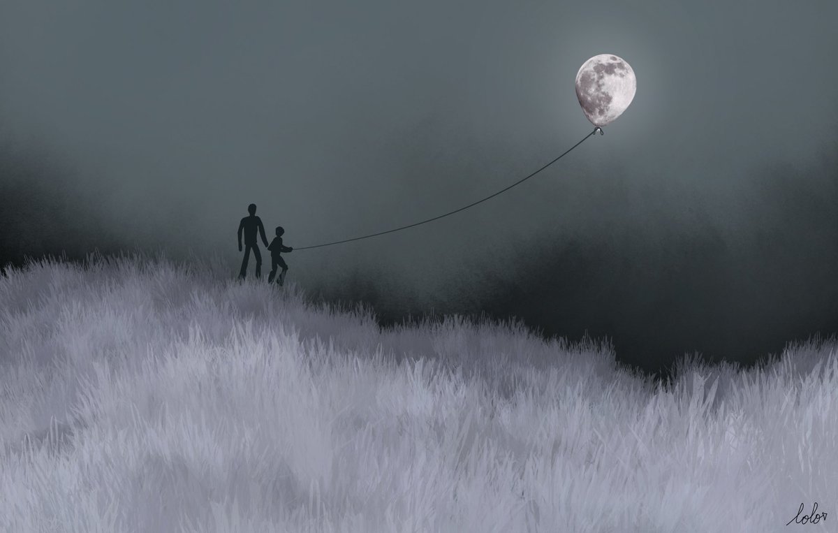 ldero's tweet image. La lune balloune… #dessin #lolo