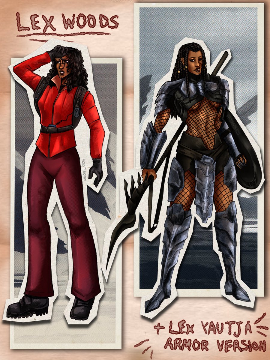 Monsterlovinn0's tweet image. By the way here&apos;s the Lex I was drawing yesterday. Just a couple full bodies so I can draw her cohesively in my art style 😁😁
#lexwoods #avplexwoods #avpfanart