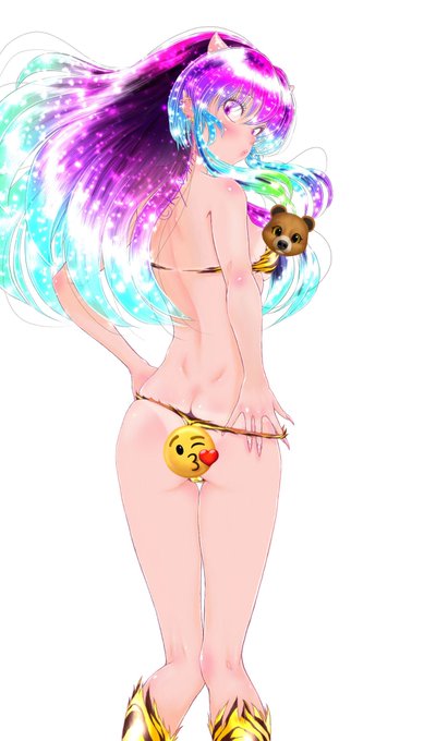 #ラムちゃん #うる星やつら スレンダーでえっちで可愛いラムちゃん目指したくなって描いてるでぇせやからおっぱいも控えめ あ、あんましスレンダーになってないな とりあえず左半分でけたわぁ