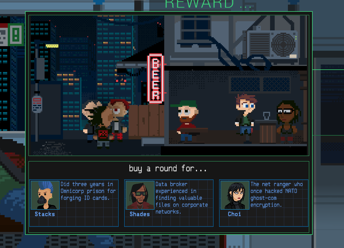 Who are you buying a round for? #gamedev #pixelart #cyberpunk