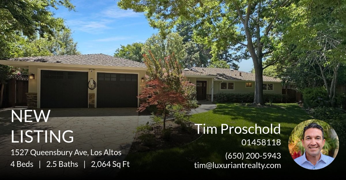 TimProschold's tweet image. 📍 New Listing 📍 Take a look at this fantastic new property that just hit the market located at 1527 Queensbury Ave in Los Altos. Reach out here or at (650) 200-5943 for more information

DRE#01458118 homeforsale.at/1527_QUEENSBUR…