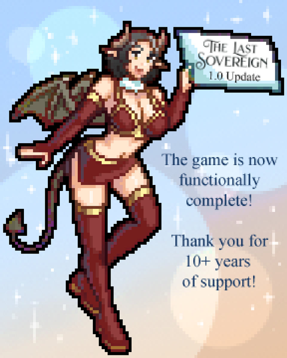 Sierra_TLS's tweet photo. After ten years of development, The Last Sovereign is now complete on Steam! It remains free, just as I've always promised. If you haven't checked out the saga of warring lust and purity in which every decision matters, now is a good time! https://t.co/ceLk2HTwuU