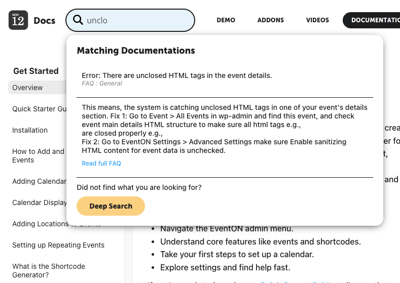 myeventon's tweet photo. EventON Docs is faster and easier to discover now -- with Speed Search and Deep Search!

Try yourself at https://t.co/di1Dgx0qgD https://t.co/IuKyIOv4dt