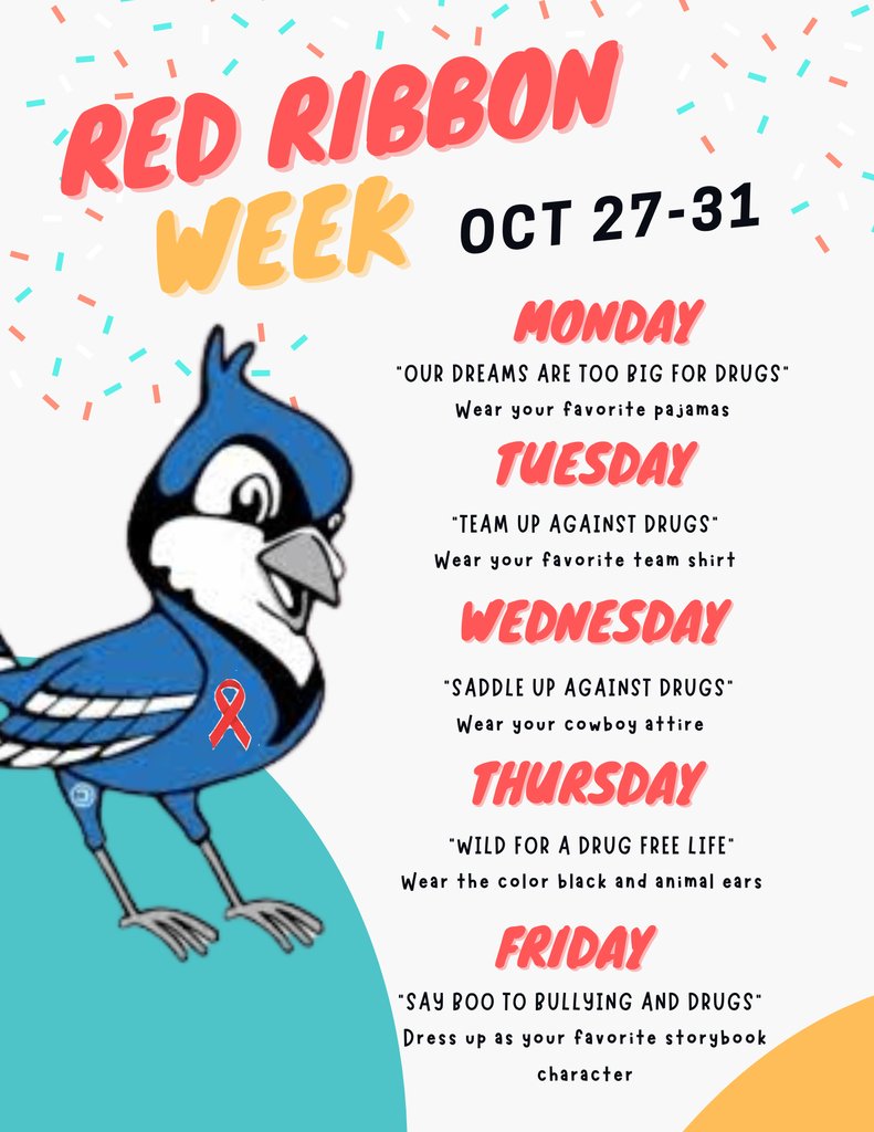 We’re excited to kick off Red Ribbon Week  this Monday, from October 27–31! 
Check out the flyer for more info!