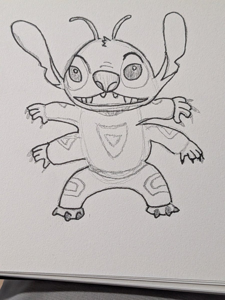 cfitzpatrick_'s tweet photo. Day 24 of #inktober2025 Decided my theme this year will be alien experiments from Lilo and Stitch.
#drawing #sketchbookdrawing #sketchbook #anime #practice #pencildrawing #art #artistsoninstagram https://t.co/D2BgSThefe