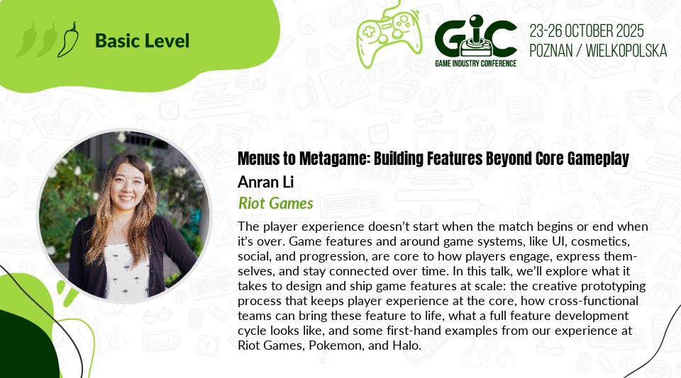 Victoria <a href="/victoriacana/">Victoria Caña (she/they)</a> and I will be speaking at <a href="/gdcon/">Game Industry Conference</a> tomorrow about “Menus to Metagame: Building Features Beyond Core Gameplay”. Excited to share our learnings building a feature development process, chartering and staffing a cohesive team, and finding the fun in the metagame.