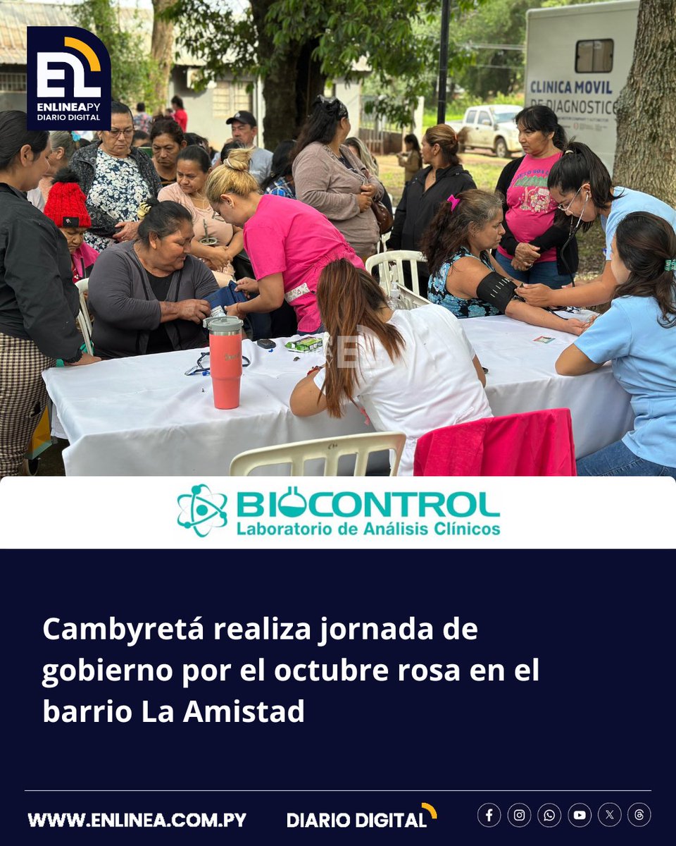 enlinea_py's tweet image. La Municipalidad de Cambyretá realizó una jornada de gobierno en el marco de la campaña Octubre Rosa, enfocada en la salud. El evento fue encabezado por la primera dama, Lic. Mariela Bareiro Adamy, y se llevó a cabo en la plaza del barrio La Amistad, a...
enlinea.com.py/cambyreta-real…