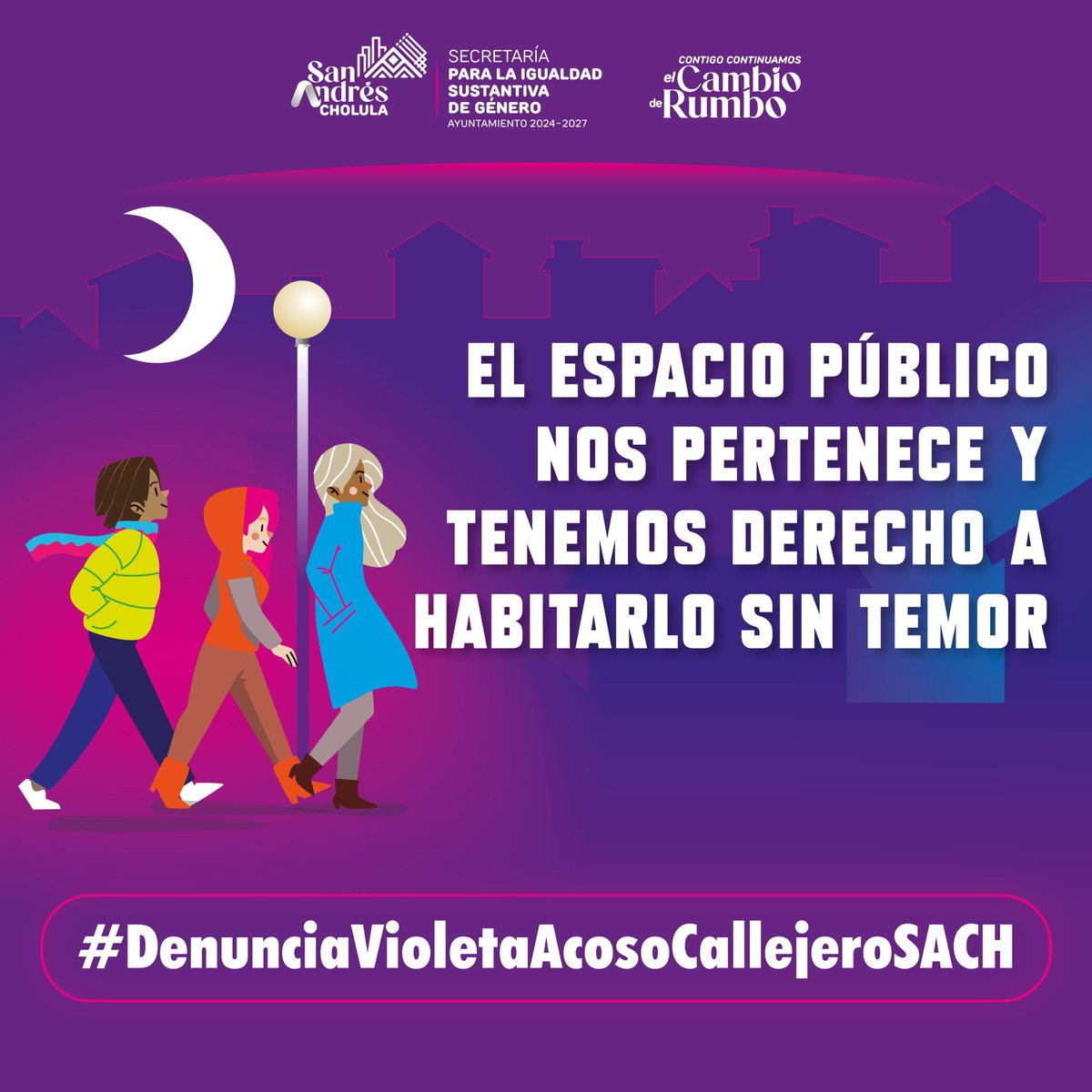 ✋Cuando denunciamos enviamos un mensaje claro: El espacio público nos pertenece y tenemos derecho a habitarlo sin temor. 🟣 ¡Alza la voz! 

Líneas de atención ☎️ 222 403 7010 / 222 403 7011. 

#DenunciaVioletaAcosoCallejeroSACH