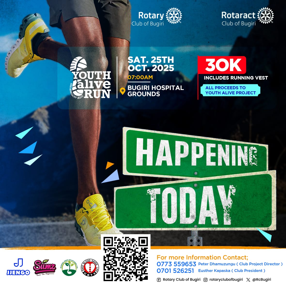 🚨✋It’s Youth Alive Run D-Day in Bugiri.

Together, we run to empower young mothers, people with disabilities, and vulnerable youth.

I am running. 
Have you secured your vest yet? 
👇🏿 30K UGX
tujaguze.com/e/events/youth…

#RcBugiriYouthAliveRun25
#RotaryEyamba