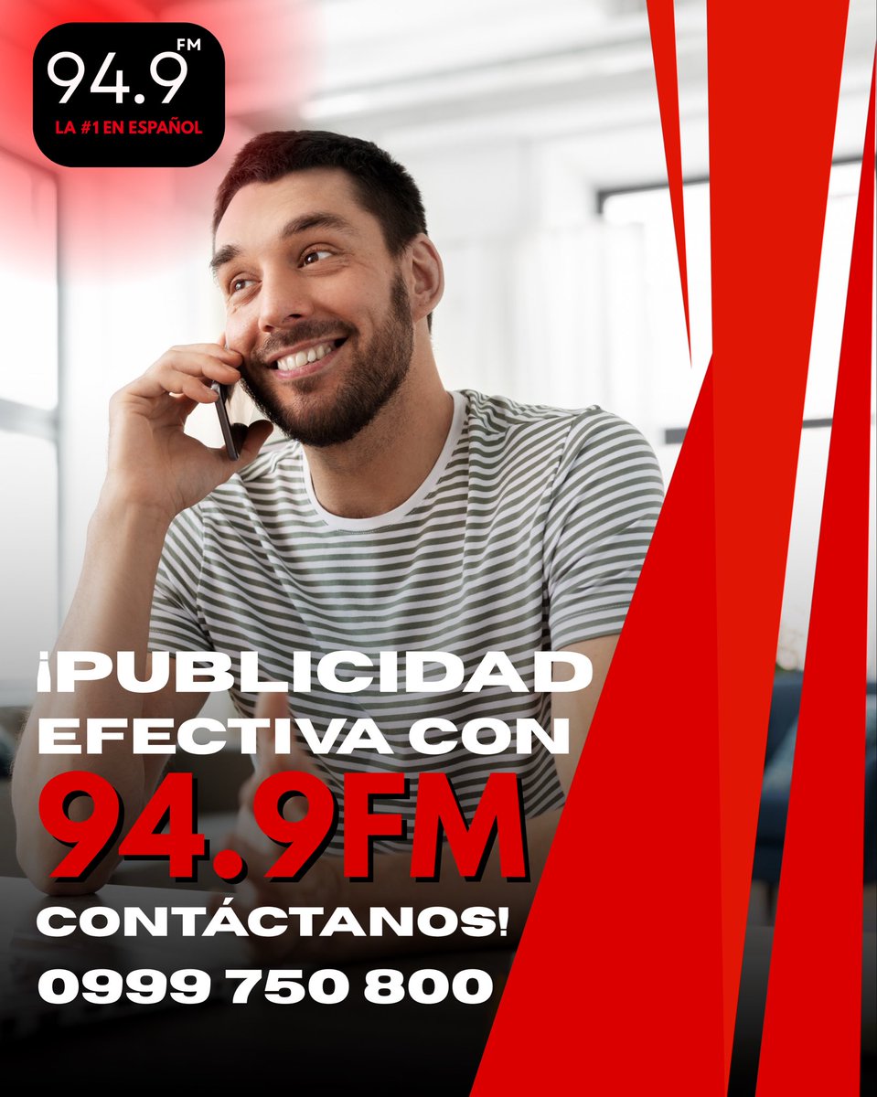 gitanaecuador's tweet image. 📣 Publicidad efectiva con 94.9FM
Haz que tu marca suene donde importa: Radio, app y redes con la #1 en español. Más alcance, más recordación, ¡más ventas! 🔊✨

❤️ Escríbenos al 0999 750 800 y empieza a pautar hoy.
#949FM #LaNumero1EnEspañol #AnunciaConNosotros #Publicidad