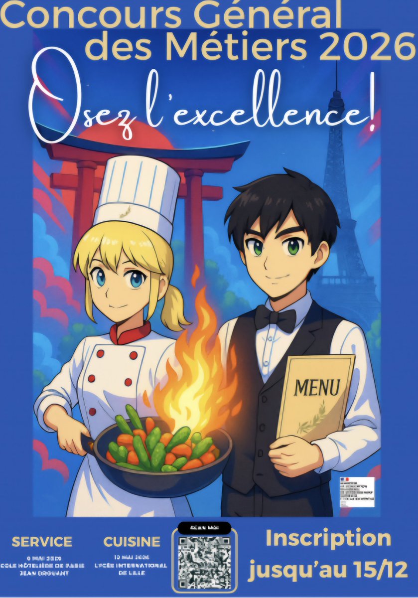 🥇CGM Commercialisation et Services en Restauration - 2026
Cette nouvelle édition est parrainée par Louis Morin, directeur de salle du restaurant Paul Bocuse. Inscriptions à partir du 26/11 sur Cyclades.
…ellerie-restauration.ac-versailles.fr/spip.php?artic…