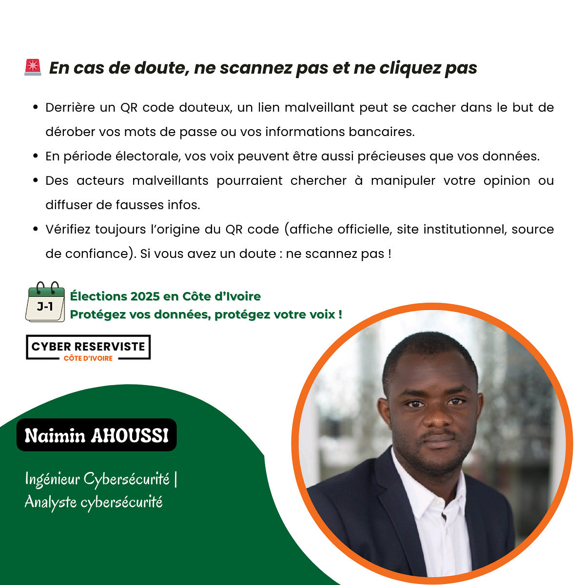 J-1 Élection présidentielle Côte d’Ivoire 2025 🇨🇮La Communauté <a href="/CyberReserviste/">Cyber Réserviste Côte d'Ivoire</a> (#CRCI) poursuit sa campagne nationale de sensibilisation
