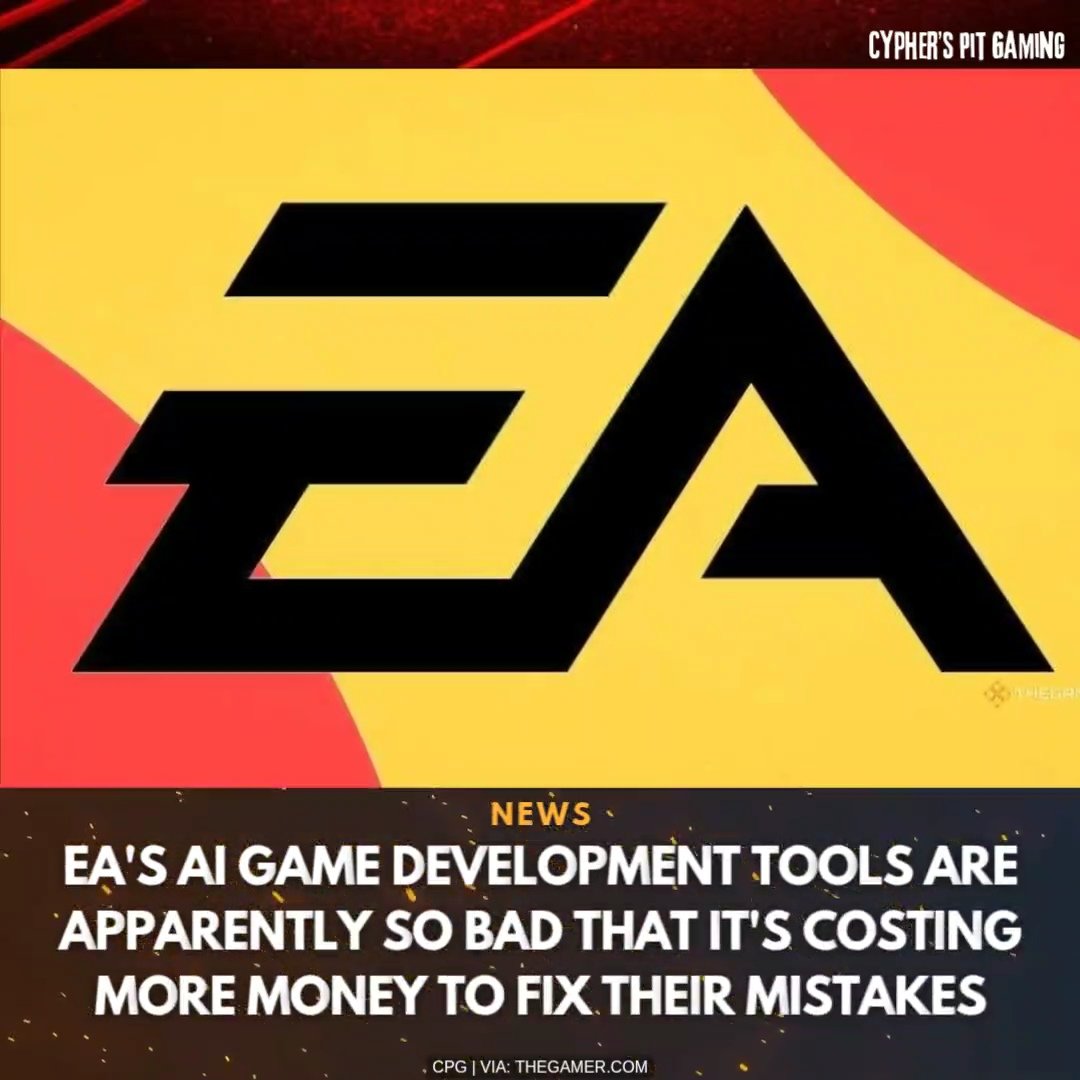 CyphersPitGamin's tweet image. EA's AI Game Development Tools Are Apparently So Bad That It's Costing More Money To Fix Their Mistakes
#EA #ElectronicArts #AIGameDev #GameDevelopment #GamingNews #EAProblems #GameIndustry #AIFails #TechIssues #VideoGames #GameDesign #Developers #AIDevelopment #GamingCommunity