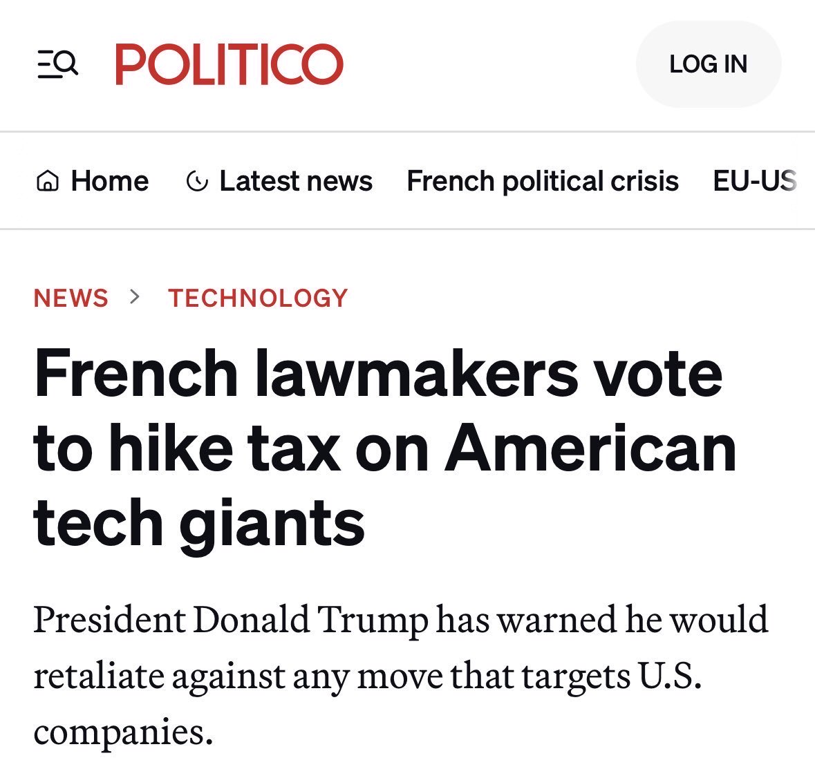 The French attack on American tech was led by MP Cazeneuve. <a href="/POTUS/">President Donald J. Trump</a> and <a href="/SecScottBessent/">Treasury Secretary Scott Bessent</a> should respond with that in mind. Not much to work with though, mostly foie gras and brandy being produced in Gascony.