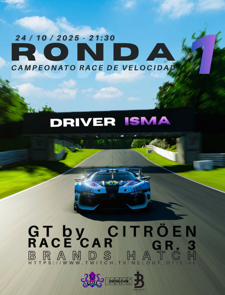 𝗥𝗔𝗖𝗘 𝗗𝗘 𝗩𝗘𝗟𝗢𝗖𝗜𝗗𝗔𝗗

📍 𝖱𝗈𝗇𝖽𝖺 𝟣 <a href="/SIMRACINGMADRID/">SIMRACING MADRID</a> 

🐙 <a href="/IsmaSanfe/">Isma🔥</a> 

🇬🇧 𝖡𝗋𝖺𝗇𝖽𝗌 𝖧𝖺𝗍𝖼𝗁

🚗 𝖦𝖳 𝖡𝗒 𝖢𝗂𝗍𝗋𝗈𝖾𝗇 𝖦𝗋𝟥
🖌️ <a href="/Con_ToEl_Flow/">ConToelFlow_Designs</a>

🖼️ ⁦<a href="/iasefe23/">KRK_ISequeiros ツ</a>⁩

🕤 𝟤𝟣:𝟥𝟢
📺 Twitch.tv/melogt_oficial