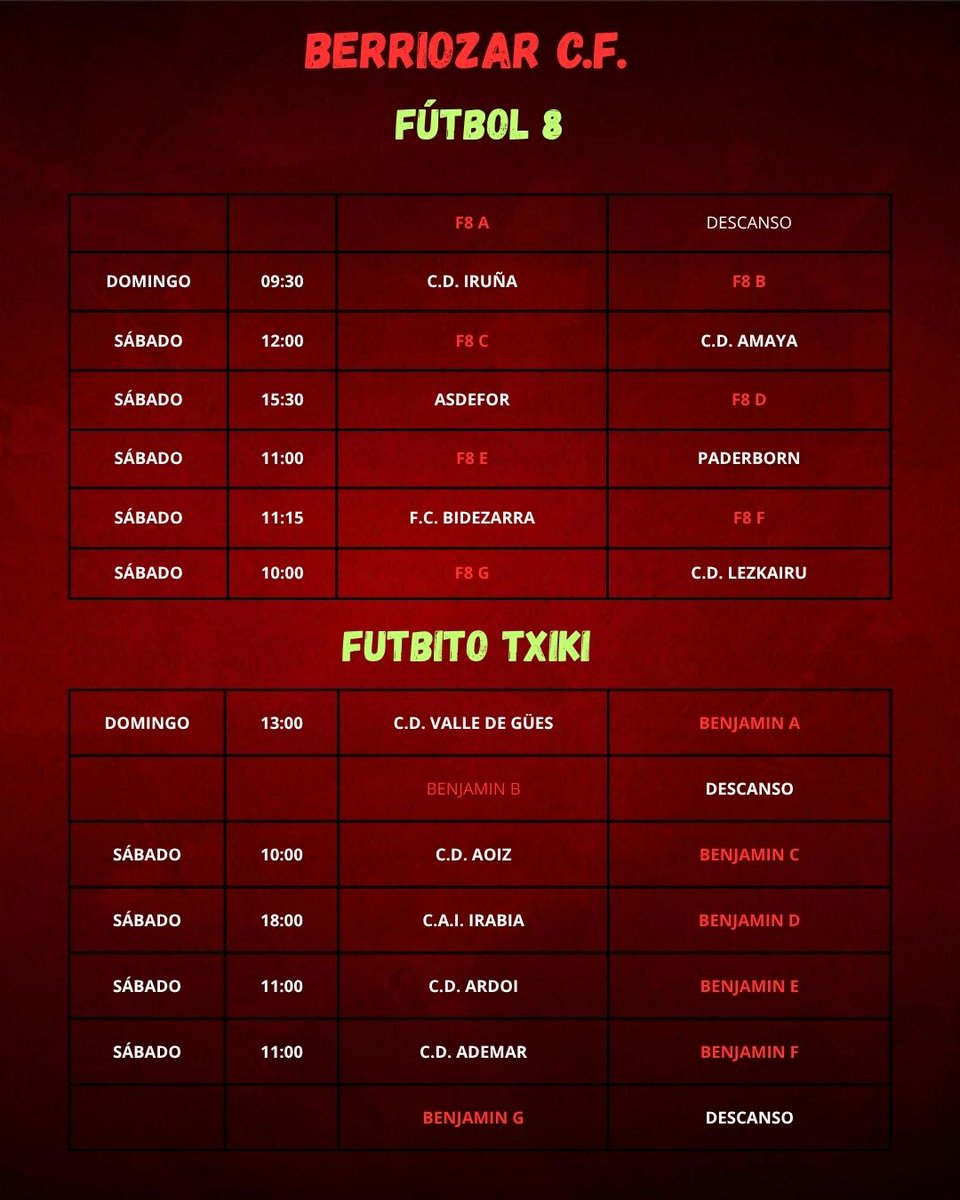 Señalamientos para este fin de semana.

Aúpa roj@ssss!!!!

#berriozar   #goraberriozar