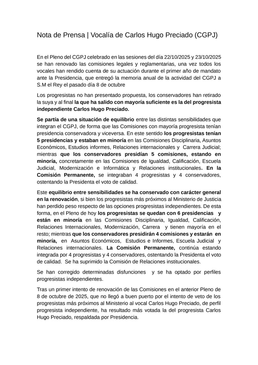 chpreciado's tweet image. Esta es la Nota de Prensa que envié ayer los medios. Creo que explica claramente el sentido de mis acciones y despeja cualquier duda sobre mi trayectoria.