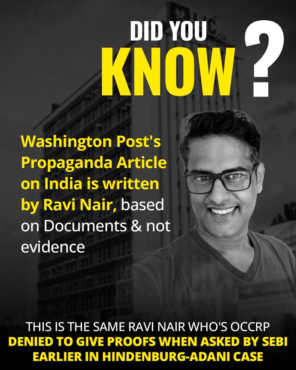 BefittingFacts's tweet image. Washington Post has come with another piece of shit targetting Indian Businessman.

And guess what who is the author of this post, Ravi Nair, the fraud who spread fake news against India all day.

This article of WaPoop is not based on evidence, it is based on document created by…