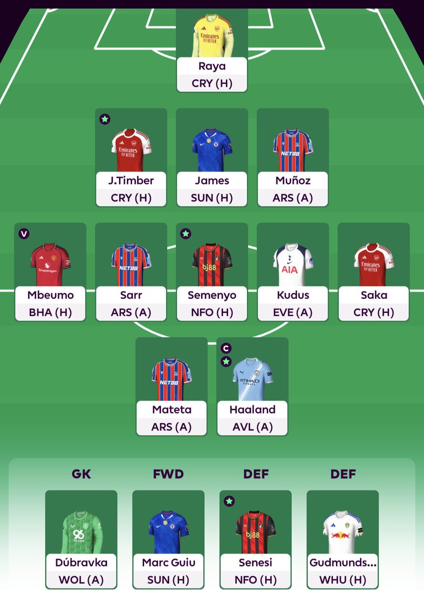 _DanLewis's tweet photo. 🚨 #GW8

🌍 8k

🏦 0.7m ITB

🔄 Formation change 343 to 352

♻️ 3 FTs used 

⏩ James, Saka, Guiu

⏪ Porro, Paqueta, Pedro

🧢 Halaand

#FPL #FPLCommunity https://t.co/l0vtFbCnKd