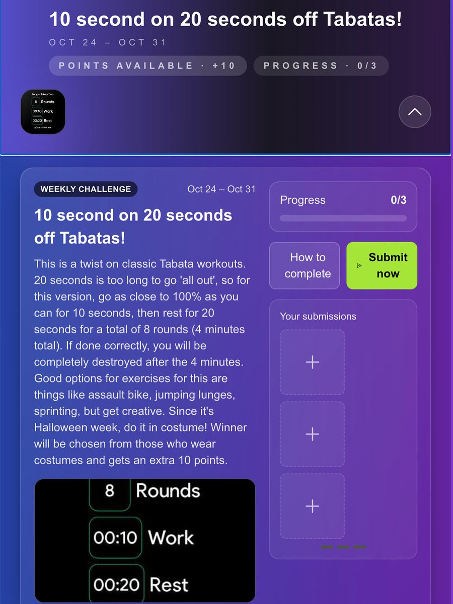 New weekly challenge live!  Stay consistent on the weekly challenges and earn bonuses at 4 wks, 8 wks, etc. great way to launch up the leaderboard!🚀