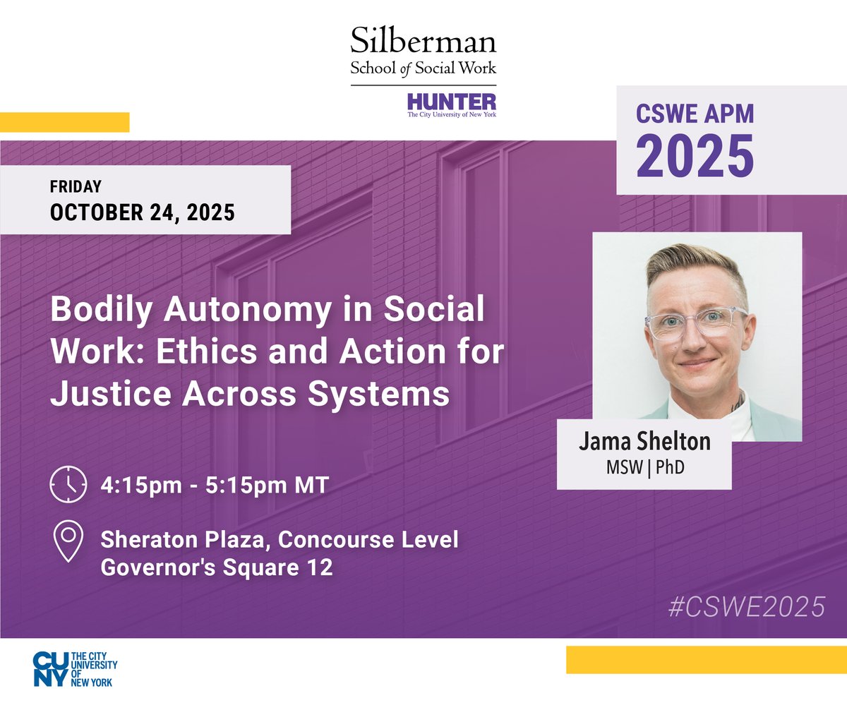 silbermanssw's tweet image. If you are at CSWE APM, join Associate Professor Jama Shelton in the Governor&apos;s Square 12 room at 4:15pm MT for &quot;Bodily Autonomy in Social Work: Ethics and Action for Justice Across Systems.&quot; 

#cswe2024 #cswe24 #apm24 #apm2024 #csweapm #oneCSWE #socialwork #socialworkeducation