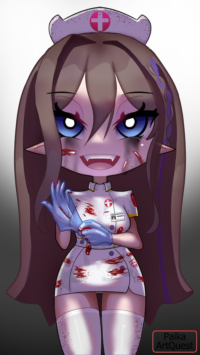 Artezinha de halloween do <a href="/PaikaArtQuest/">Paíka 📕</a> 
Ficou incriveeeel, obrigada <3 

Aceitariam ser examinados por essa enfermeira? 

#yukiatart