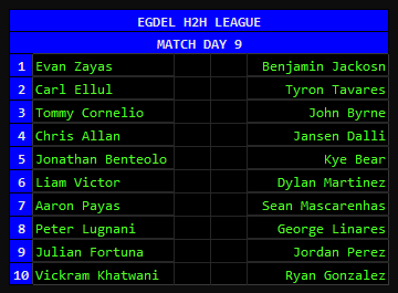 #EGDEL #FPL #GW9 #H2H Fixtures