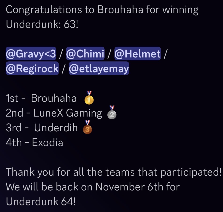 Congrats to your UD 63 Champs!